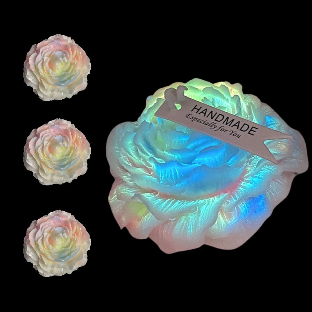 Glow in The Dark Candles for Wax Play & Massage, Low Heat, Body Safe (3, Peony)
