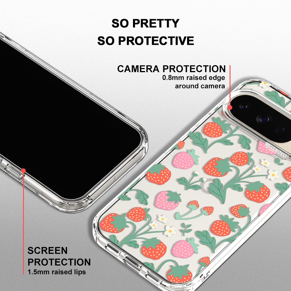 MOSNOVO Case for Google Pixel 10 & Pixel 10 Pro, [Buffertech 6.6ft Military-Grade Drop Protection] [Anti Peel Off Tech] Clear TPU Bumper Phone Case Cover Design - Cute Cherry — view 584