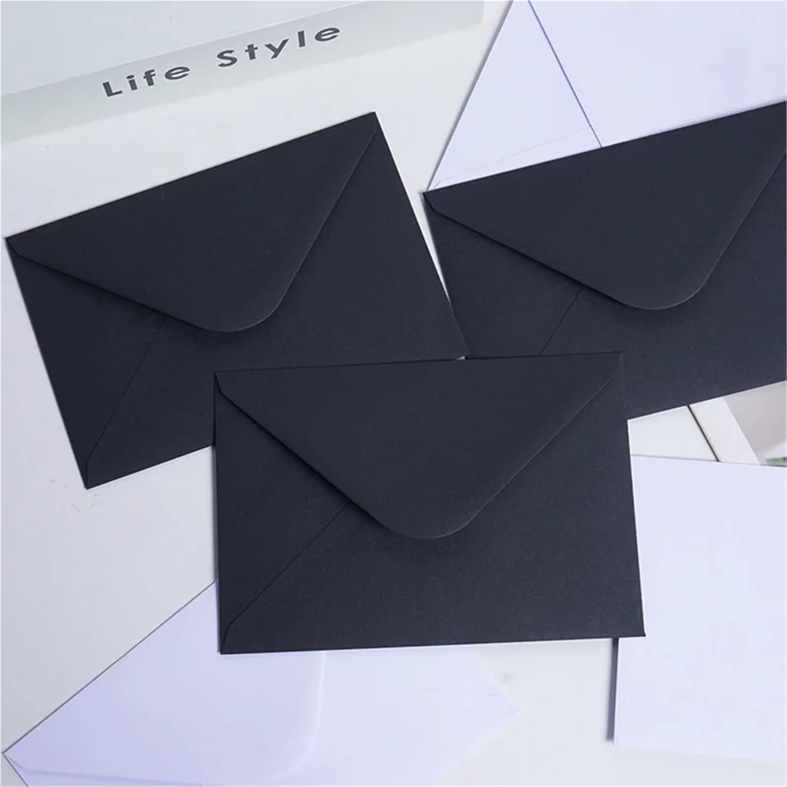 Lot de 500 enveloppes en papier pour cartes postales et messages (noir)