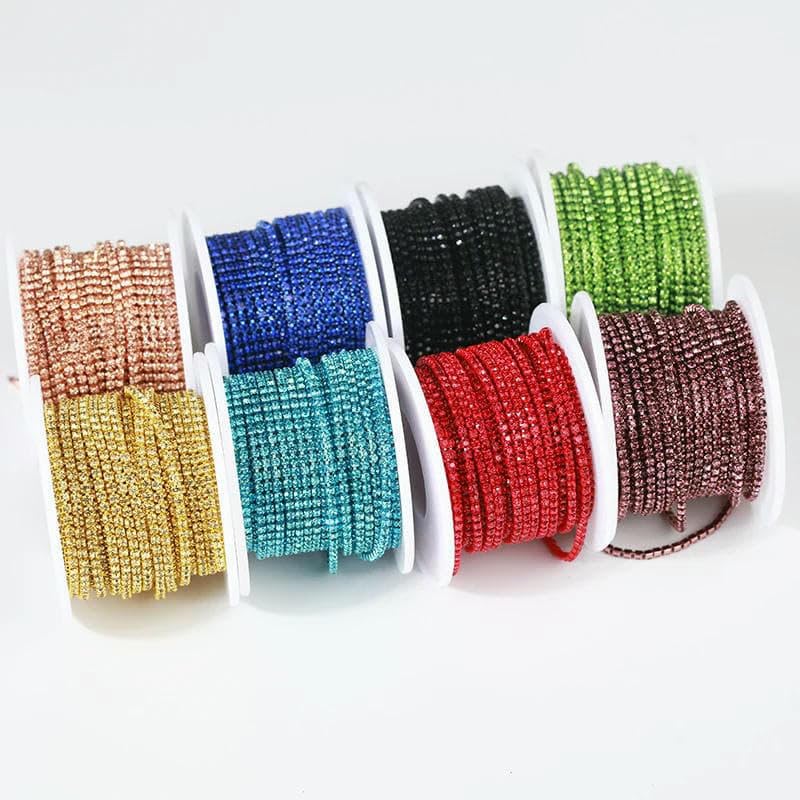 SS6-SS12 Ausgefallene Strasskette, Kleidung, bunte Klaue mit dichtem Glas-Strass-Becherkettenbesatz für DIY-Zubehör, Helllila, SS12 (3,0 mm), 9,1 m