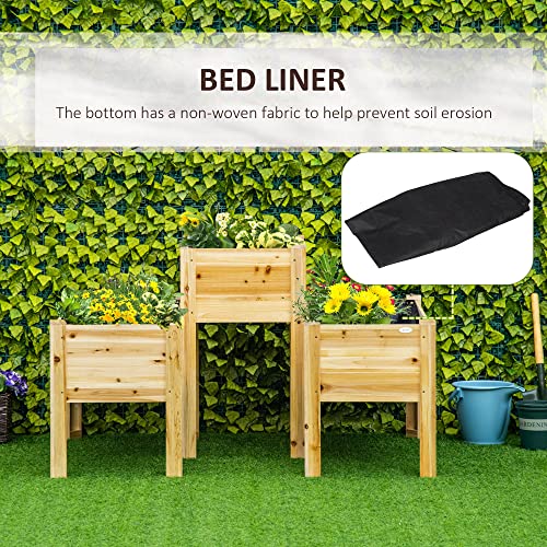 Outsunny Raised Garden Bed Set Of 3, Wooden Elevated Planter Box With Legs And Bed Liner, Diy Shape, For Backyard And Patio To Grow Vegetables, Herbs, And Flowers, Natural #TOP6