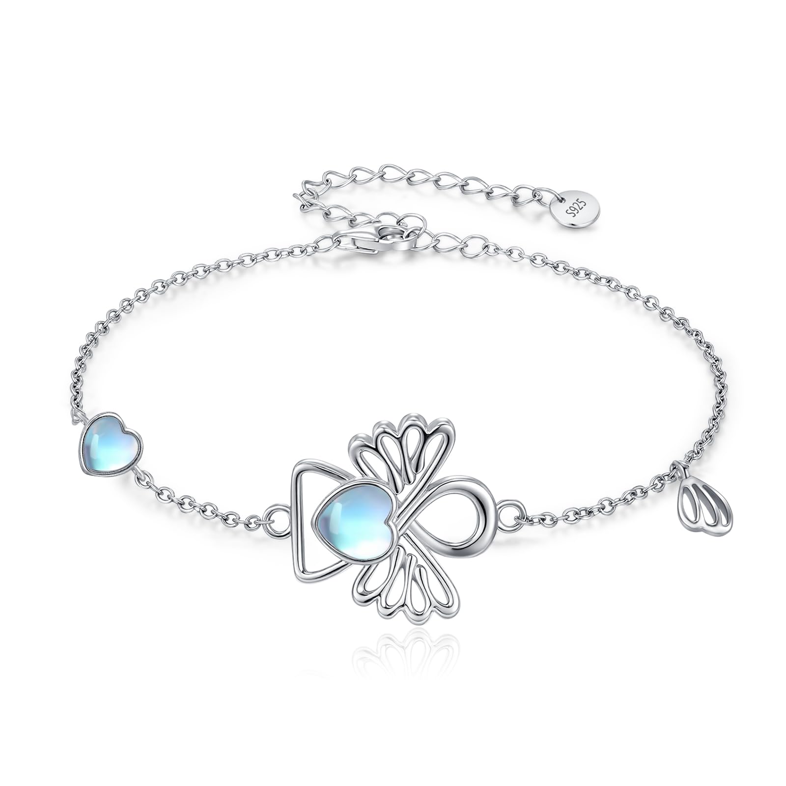 OHAYOO Delphin/Fuchs/Fatima/Schutzengel/Mondstein Armband 925 Sterling Silber Verstellbarer Armbänder Tier Schmuck Weihnachten Geschenke für Damen Mädchen Kinder
