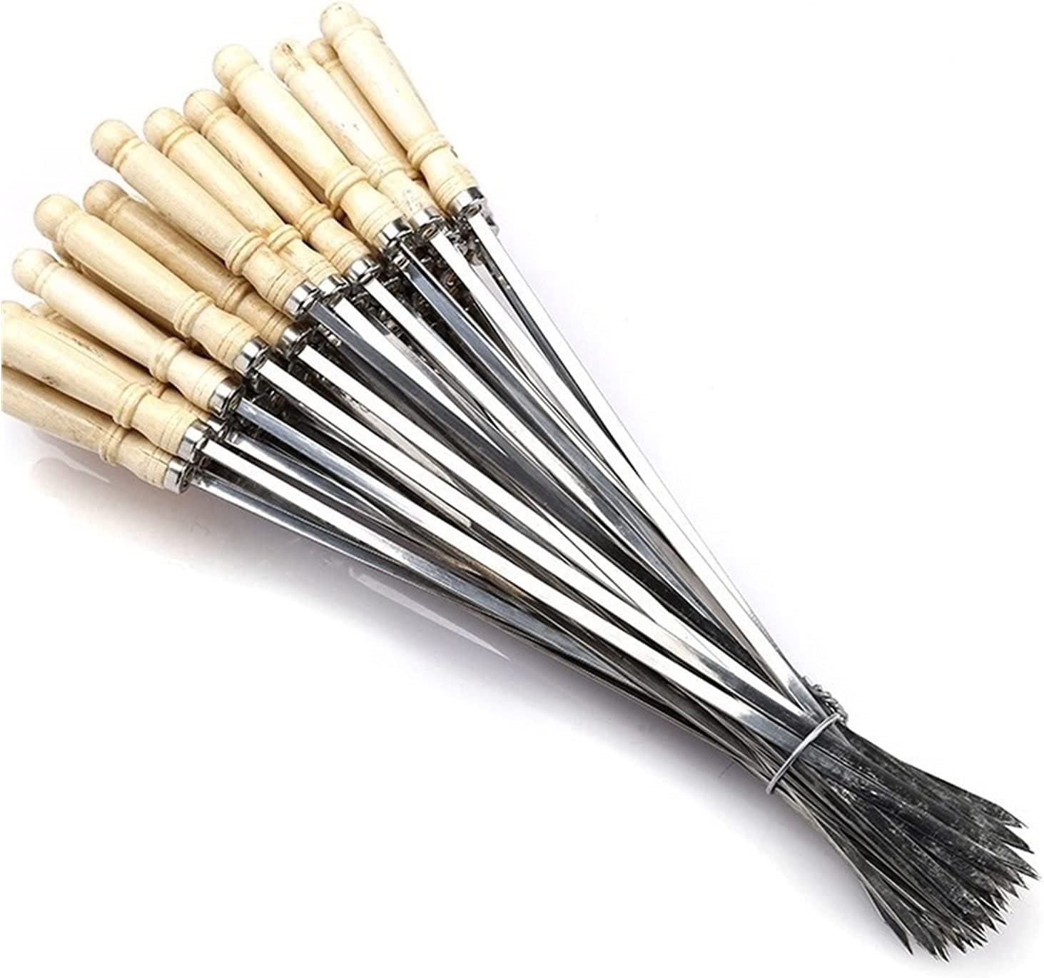 GTHTUHFD Grill Utensilskebab Skewers 10Pc 40Cm Flat Kebab Skewer Stainless Steel Bbq Roasting Needle Barbecue Meat Grill Fork Outdoor Cooking Tool Baking Accessories