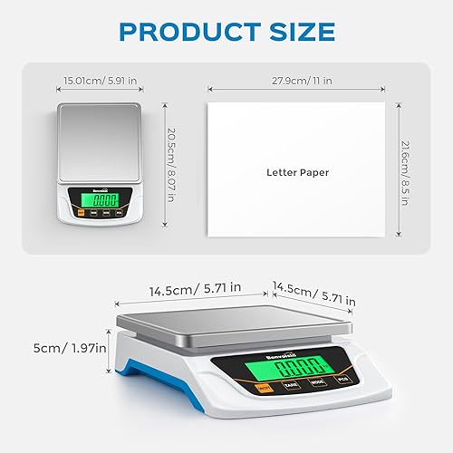 Miniatura 6 de Bonvoisin Báscula digital de 0.00 oz de precisión de laboratorio de precisión de 211.64 oz Balanza digital científica para laboratorio, pesaje de
