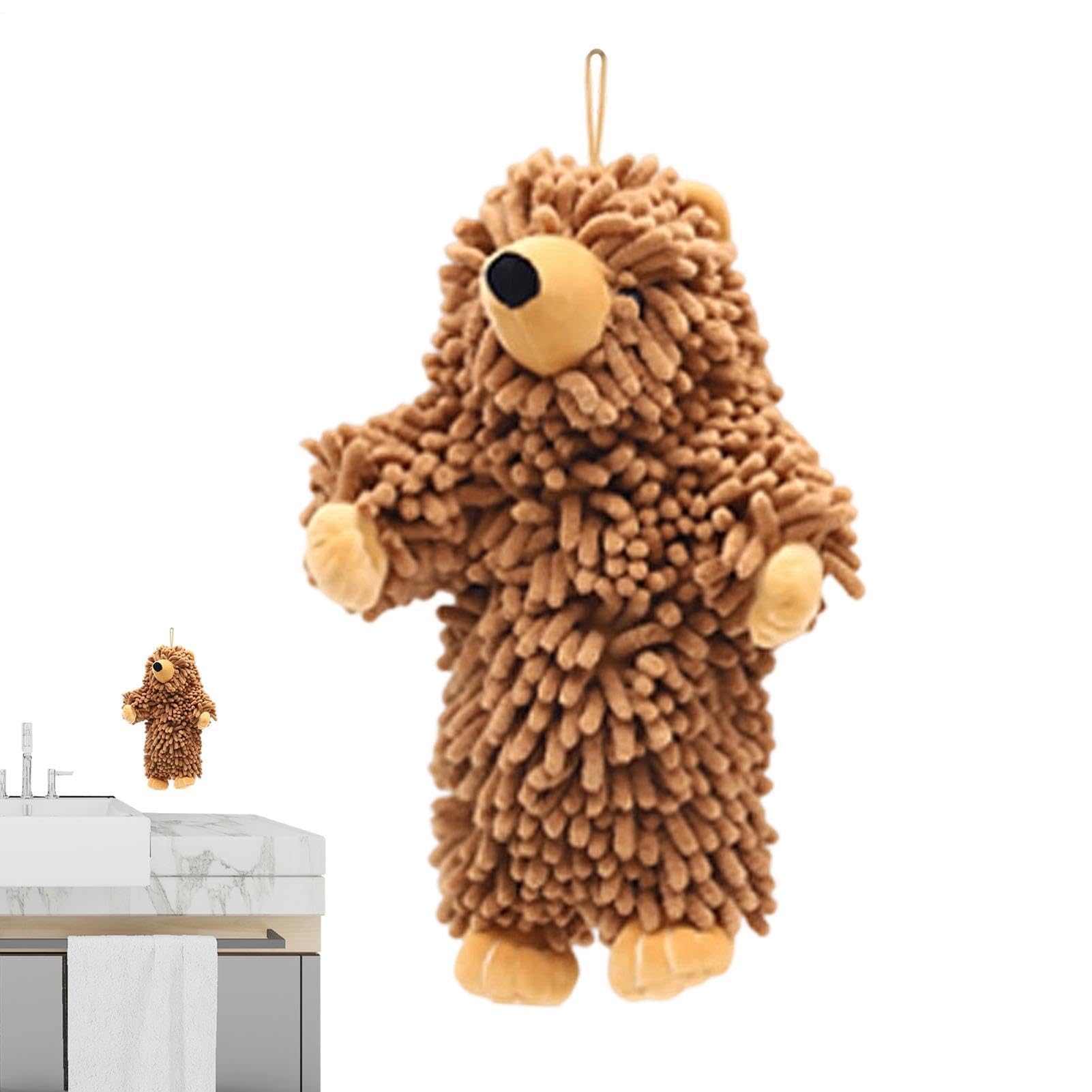 Toalla de mano de felpilla con forma de oso de dibujos animados para decorar tu baño