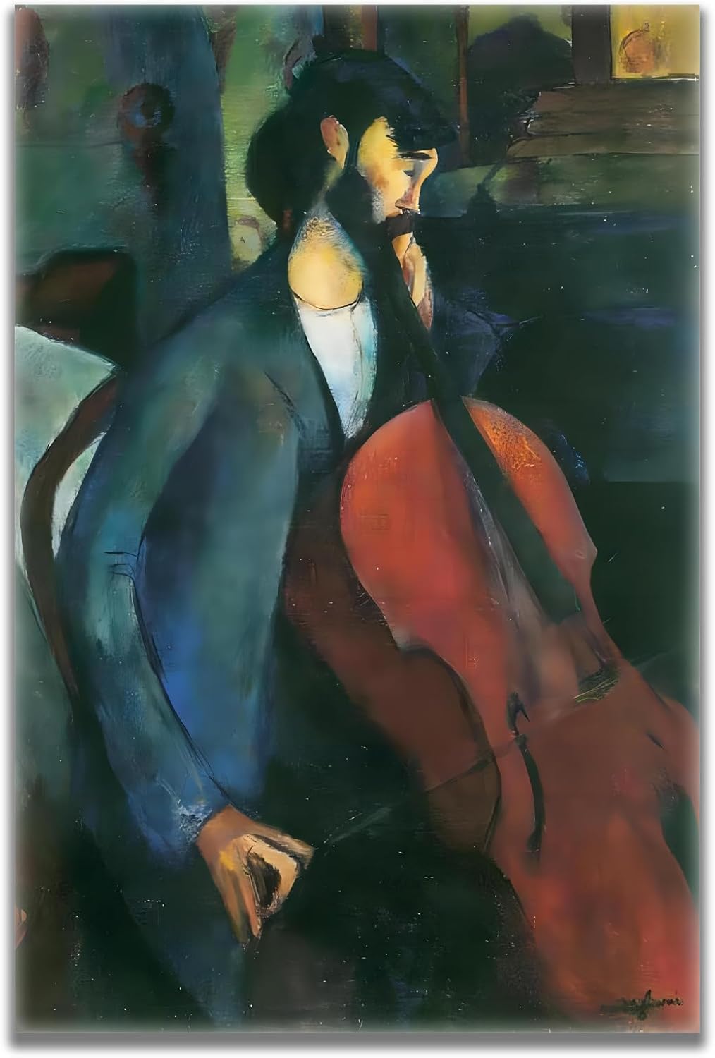 ZZYGGN GMGSW The Cellist by Amedeo Modigliani Canvas Poster Abstract Wall Art Painting Amedeo Modigliani Prints for Office Picture Decor 40x50cm Frameless