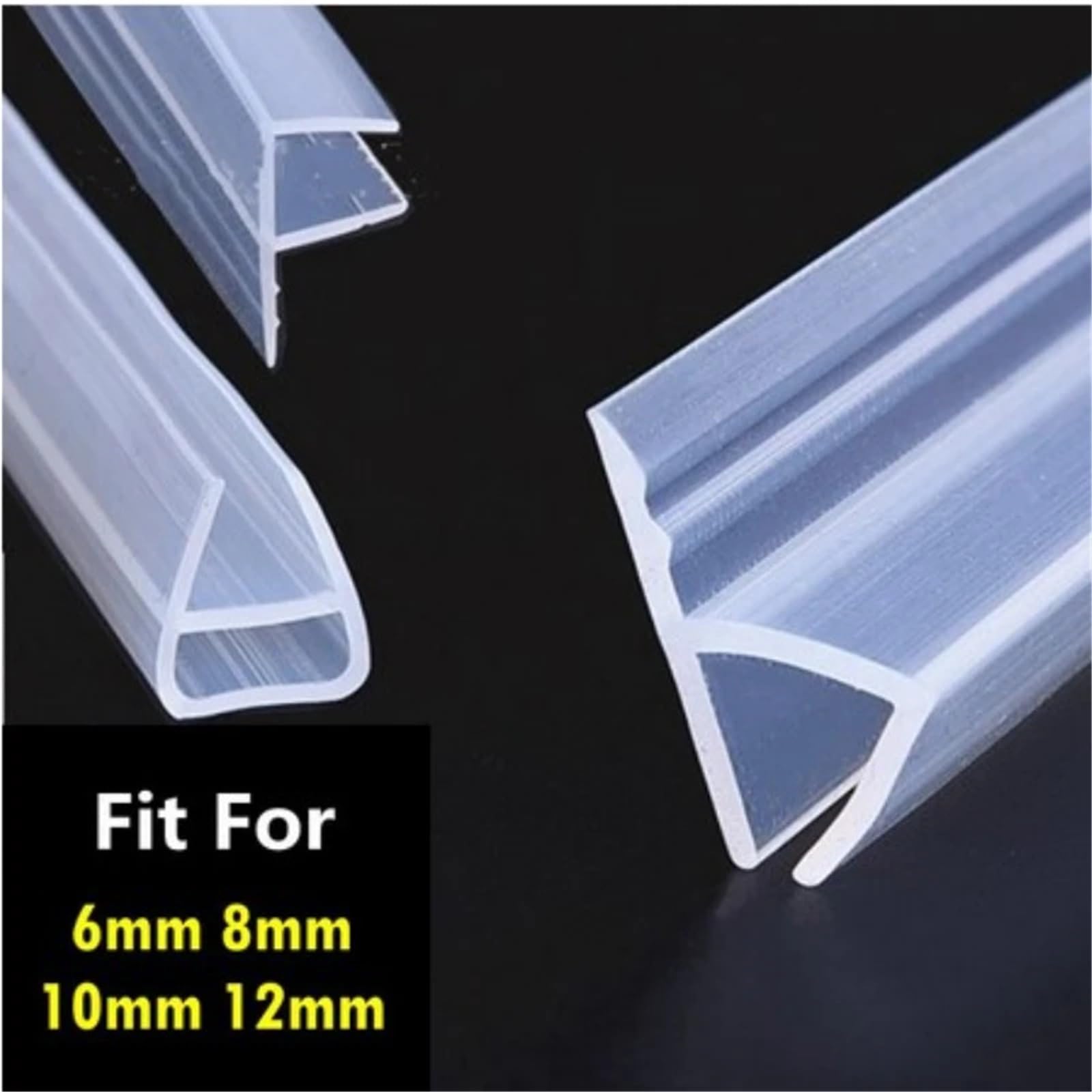 Sello Transparente Burlete De Silicona For Puerta De Vidrio, Forma FUH, De 1 Metro, 6-12 Mm, For Ducha, Ventana, Puerta, Burlete para Puertas De BañO(U-Shaped,10mm)