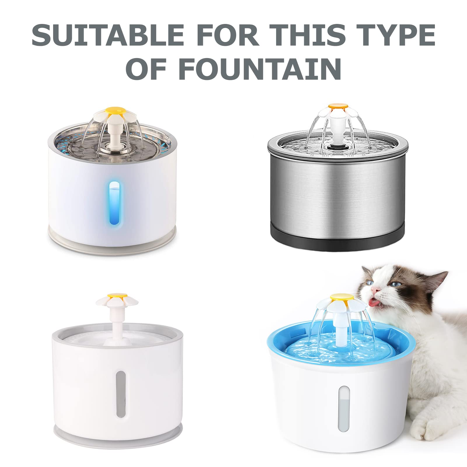 Filtri Fontanella per Gatti Filtro Fontanella per Gatti Filtri Fontana Gatto con Resina e Carboni Attivi Filtri di Ricambio per Dispenser Acqua Fontana Gatto/Cane da 1,6L-2,5L 10 Pezzi