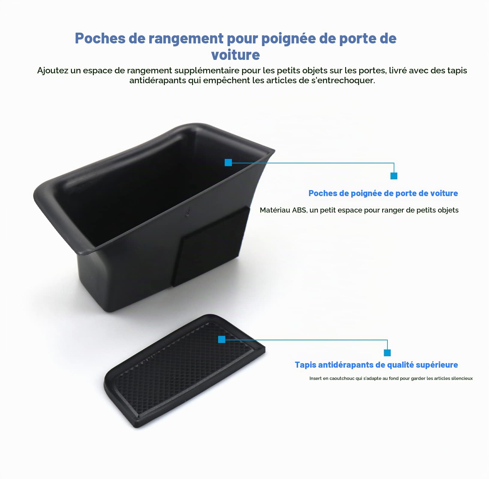 [Lot de 4] CDEFG Compatible avec Porsche Macan 2014-2022 Boîte de Rangement Porte Latérale de Voiture Macan Accessoire (Noir)