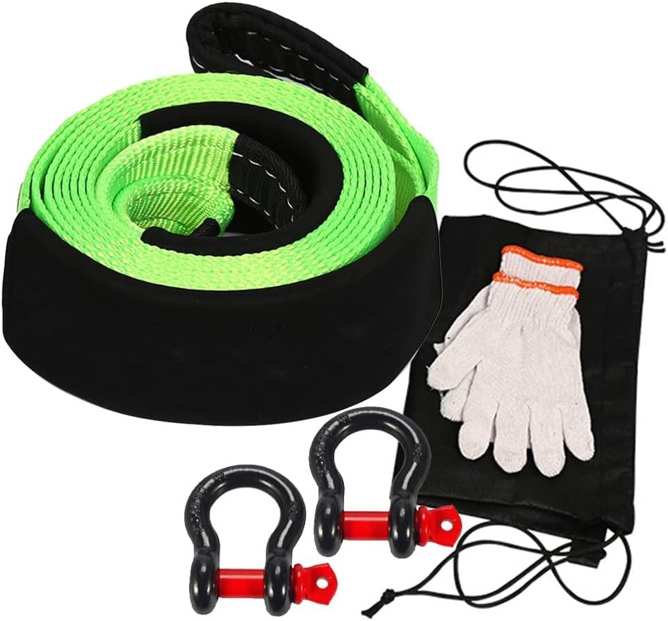 Sangle de remorquage nylon avec crochet 12t 9m câble traction vert