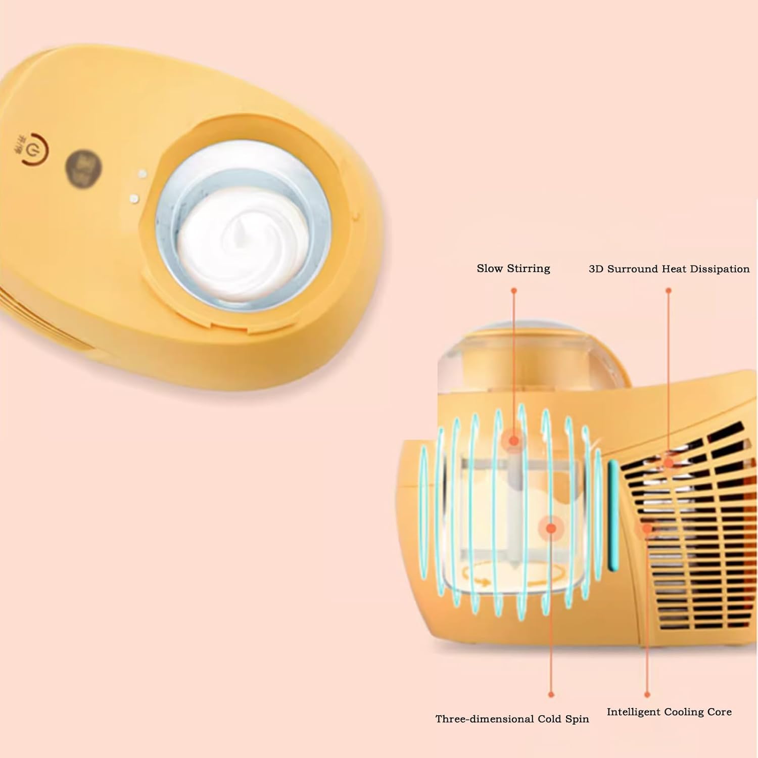 Ice Cream Maker Machine 500ml Ice Cream Machine Household Small Multifunctional Ice Cream Powder Ice Cream Machine Fruit Fully Automatic Refrigeration Ice Cream Yogurt Machine (Color : A)