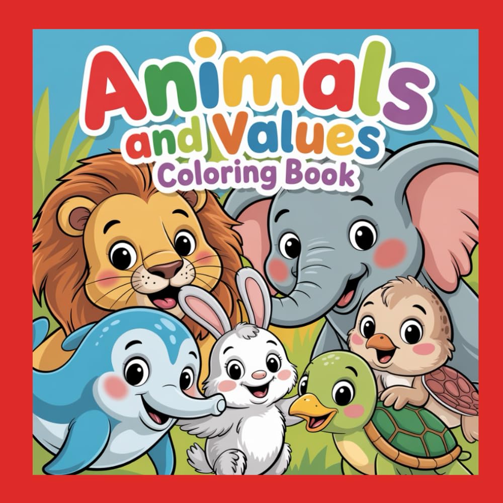 Animals and Values Coloring Book: A Fun and Inspiring Coloring Book to Learn Kindness, Courage, Honesty, Sharing, and More Through Animal Friends