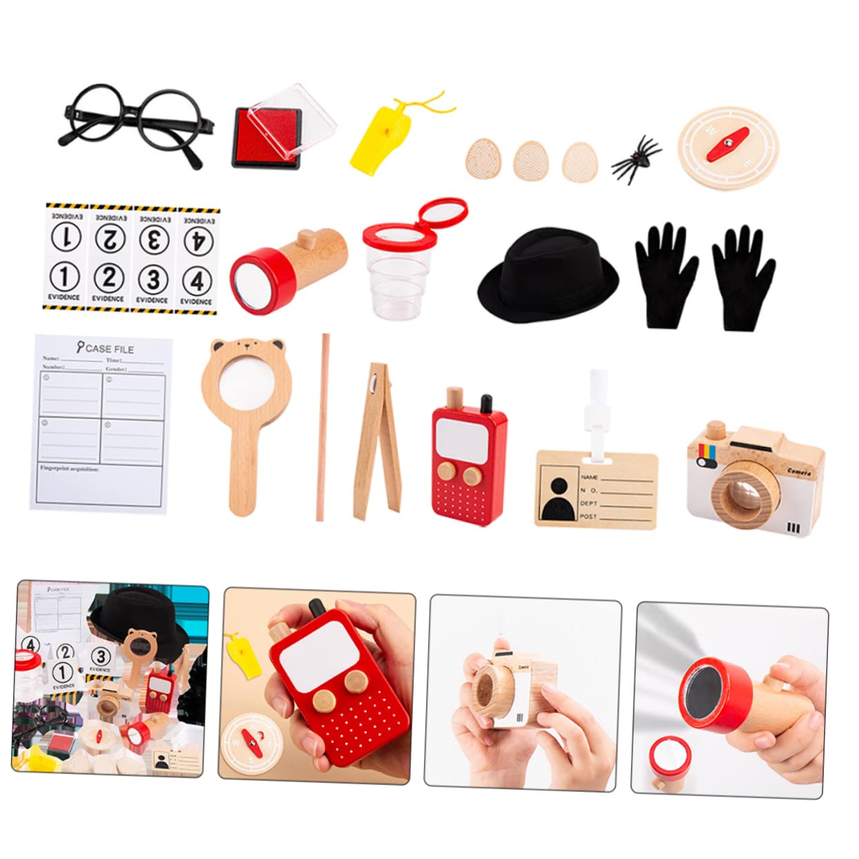 Alasum Kit Detective Ruolo Cosplay con Strumenti Simulati per Indagini per Sviluppare Collaborazione e nel Pretend Play