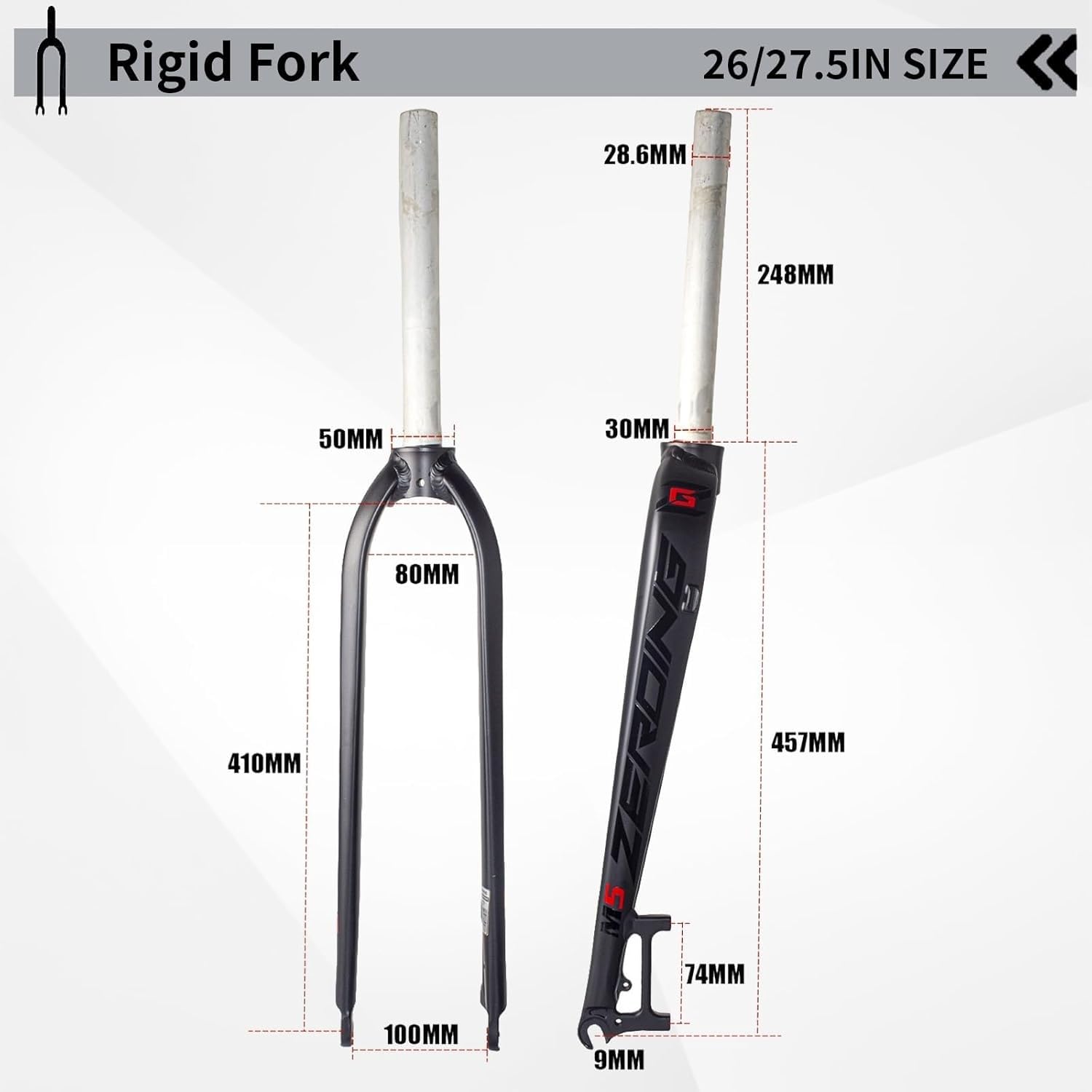 Forcella MTB Rigida in Lega di Alluminio da 26/27,5/29 Pollici, Tubo sterzo Dritto da 1-1/8 Pollici, sgancio rapido, Compatibile con Freno a Disco, Forcella Anteriore MTB
