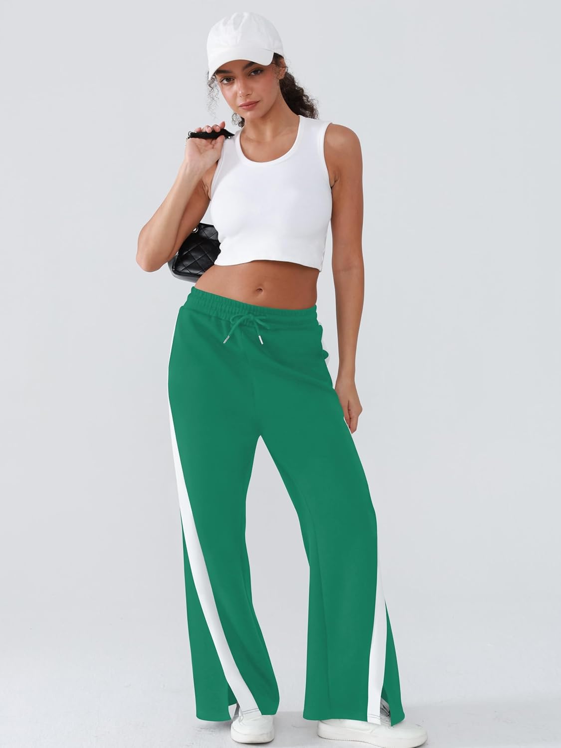 Women's Wide Leg Sweatpants Baggy Fit - Cotton Side Striped Track Pants with Pockets,High Waisted Straight Leg Pants - Image 3