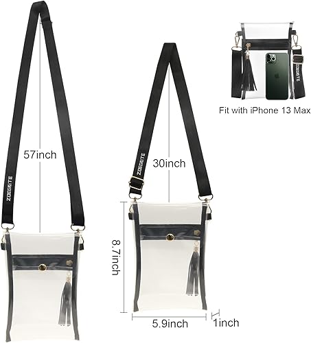 Miniatura 4 de Bolso transparente aprobado para estadios, pequeño y bonito bolso transparente para el día del partido, bolso de hombro, bolsa cruzada transparente