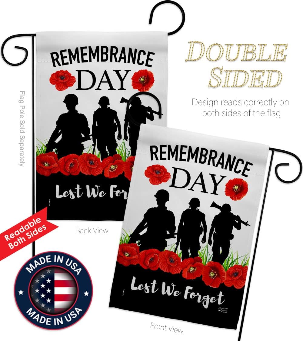 Lest We Forget Garden Flag Set with Stand Armed Forces Day All Branches Support Honor United State American Military Veteran House Banner Small Yard Gift Double-Sided, Made in USA