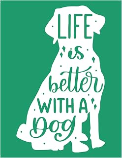 JAJADO Reusable Silk Screen Stencils Dog Quotes Self-Adhesive Mesh Stencil Screen Print Transfers for Painting on DIY Wood Signs, T-Shirt, Cup Textile, Pillow, Mugs, DIY Crafts Home Decor
