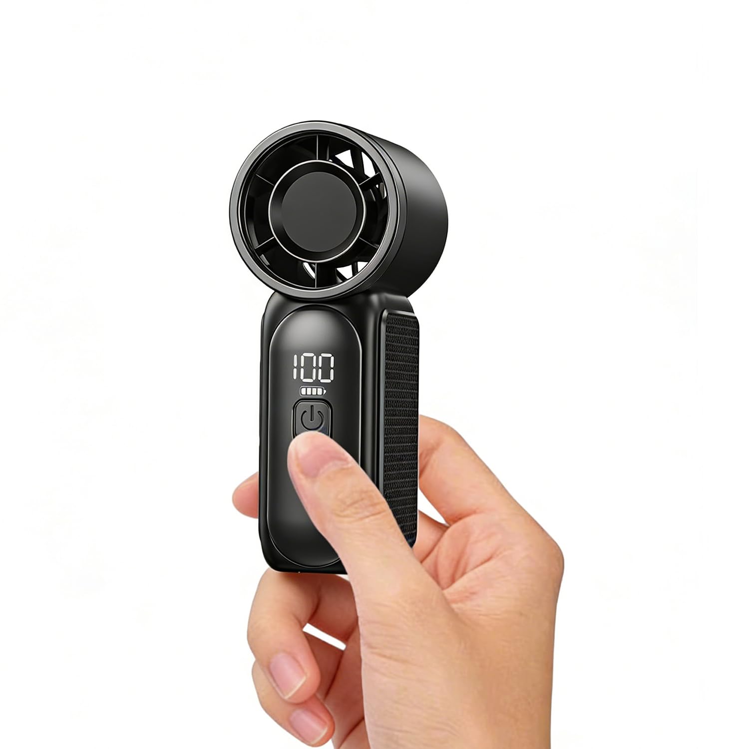 XJBTBA Mini Ventilatore Portatile Portatile, 6 velocità 16900 Giri/min Alta velocità Essenziale Personale Estivo con Display LED, Ricaricabile Tramite USB, con Cordino per Trucco, Viaggi, attività