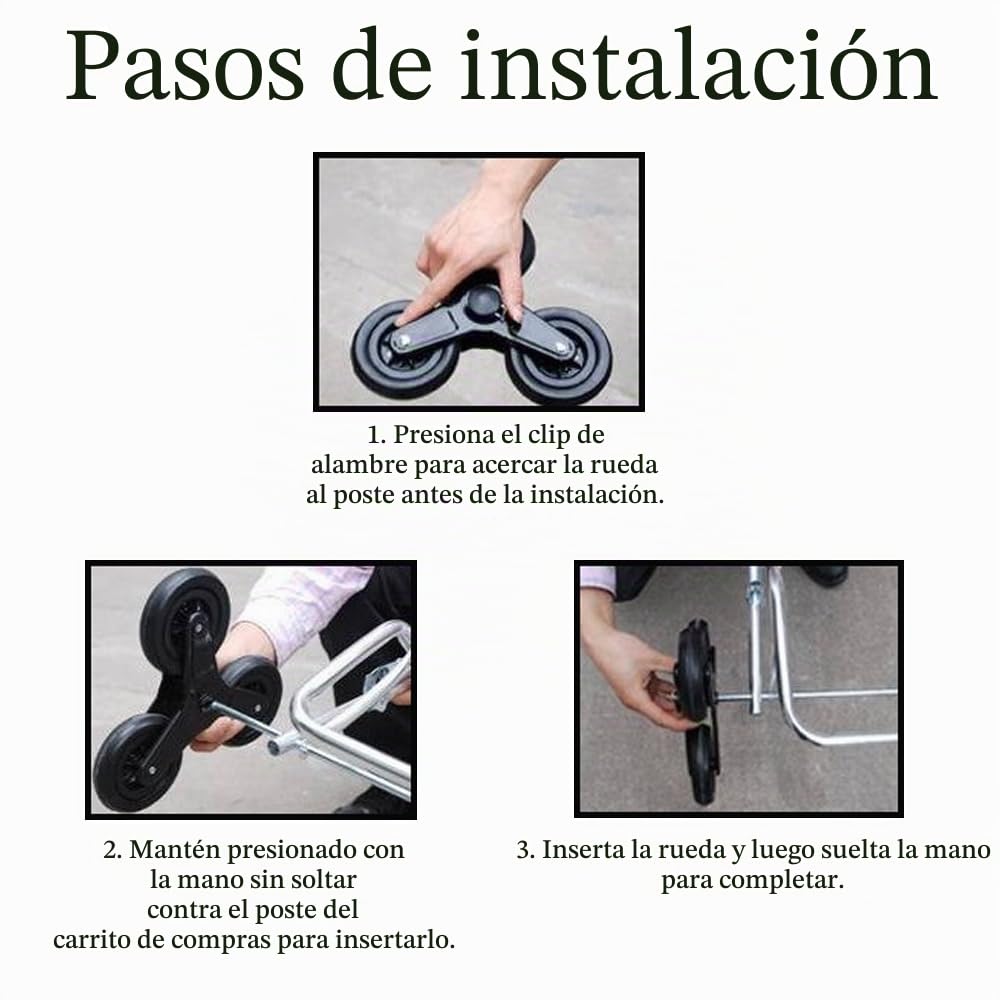 1 par de ruedas para carro de la compra, ruedas triangulares, ruedas de acero inoxidable de repuesto
