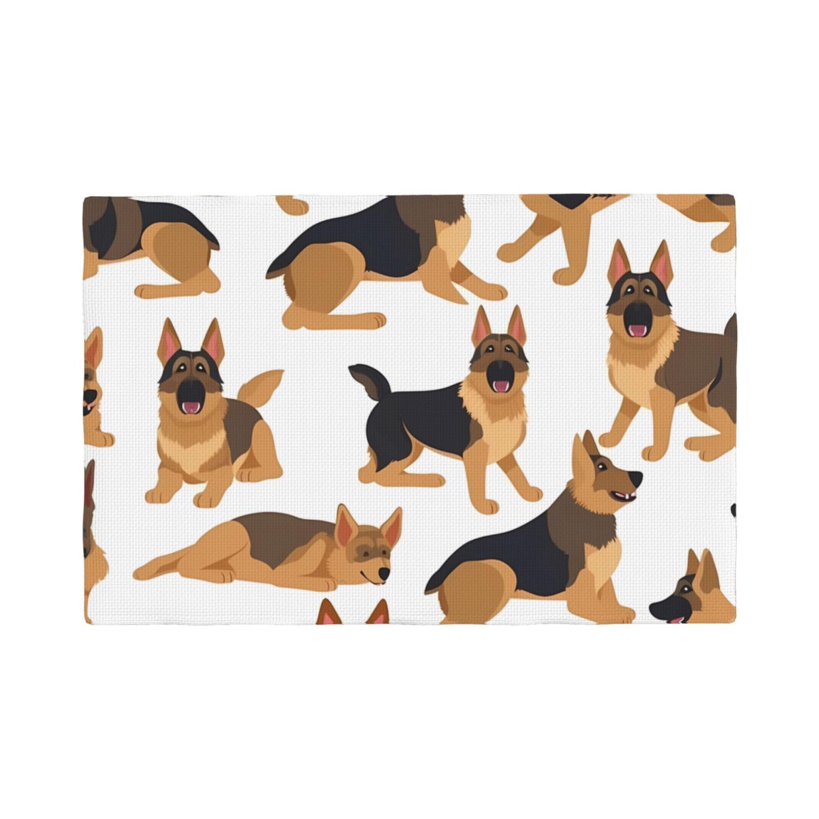 4PCS Linen Placemats Set German Shepherd Place Mat for Dining Table 12x18 Inch Heat Resistant Place Mats Non-Slip Table Mats for Kitchen Weddings Party Decor Indoor/Outdoor