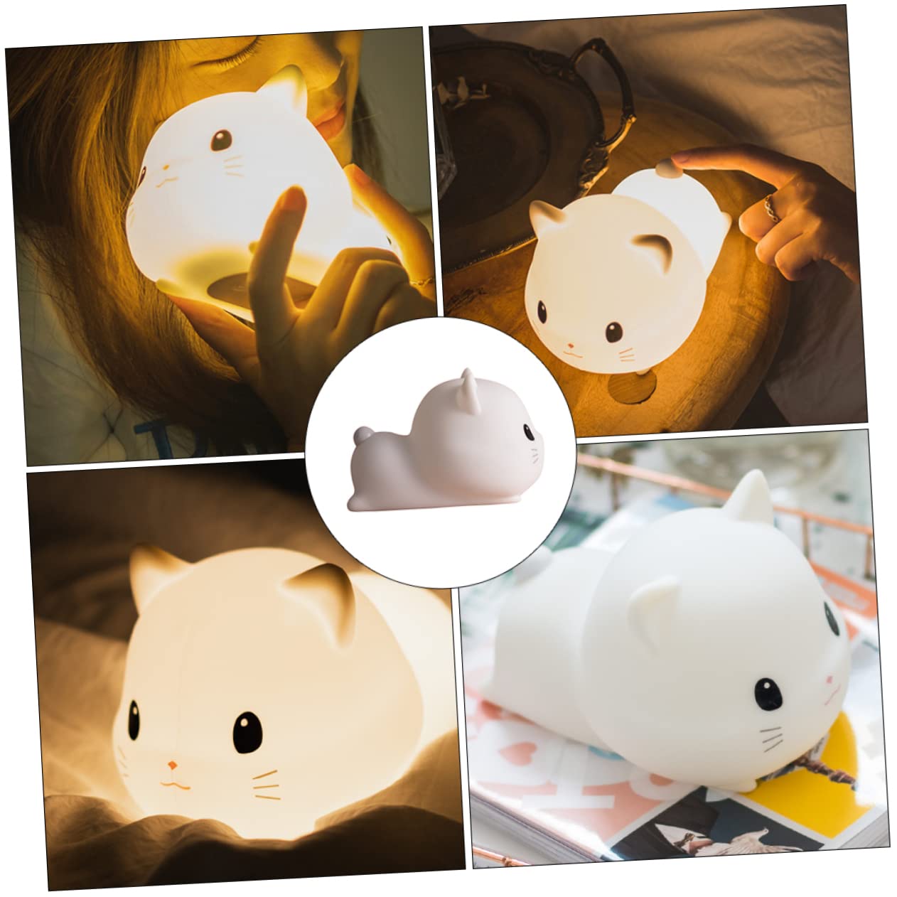 Veemoon 1pezzi Lampada da Notte Forma di Gatto Decorativa USB Luce Notturna per Stanza Design Ergonomico e Resistente
