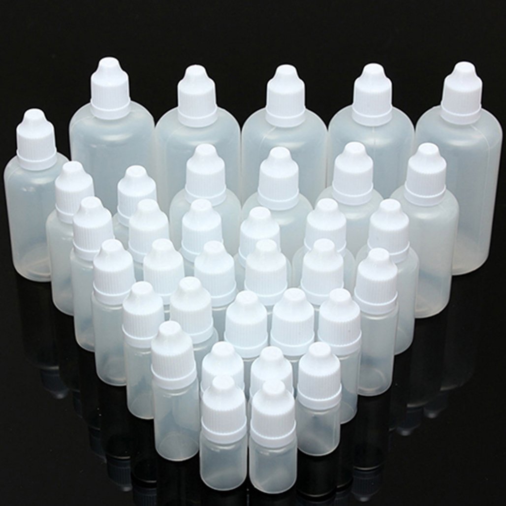 Lot de 5 flacons compressibles vides, en plastique blanc, compte-gouttes, idéal pour sérum physiologique