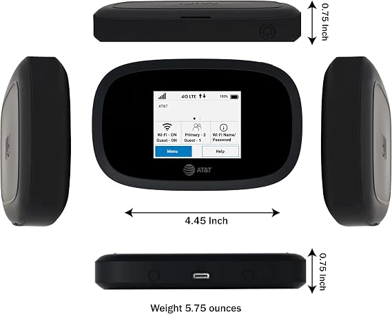 AT&T Wireless Hotspot Pocket WiFi 4G LTE MiFi 8000, Free VPN Mobile Hotspot for Travel, 4G Mobile Portable WiFi, Unlocked Globally, Near 5G Speed up to 1200 Mbps, EVDO-LINK Bundle