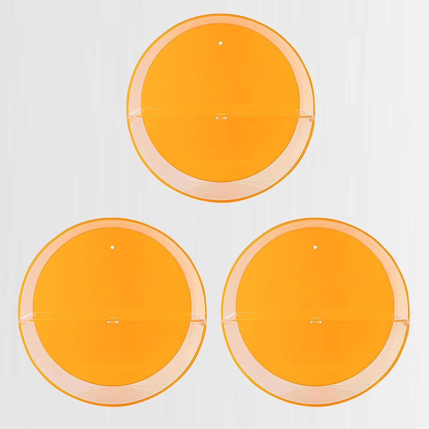 Présentoir de rangement mural en acrylique orange et bac transparent pour jouets
