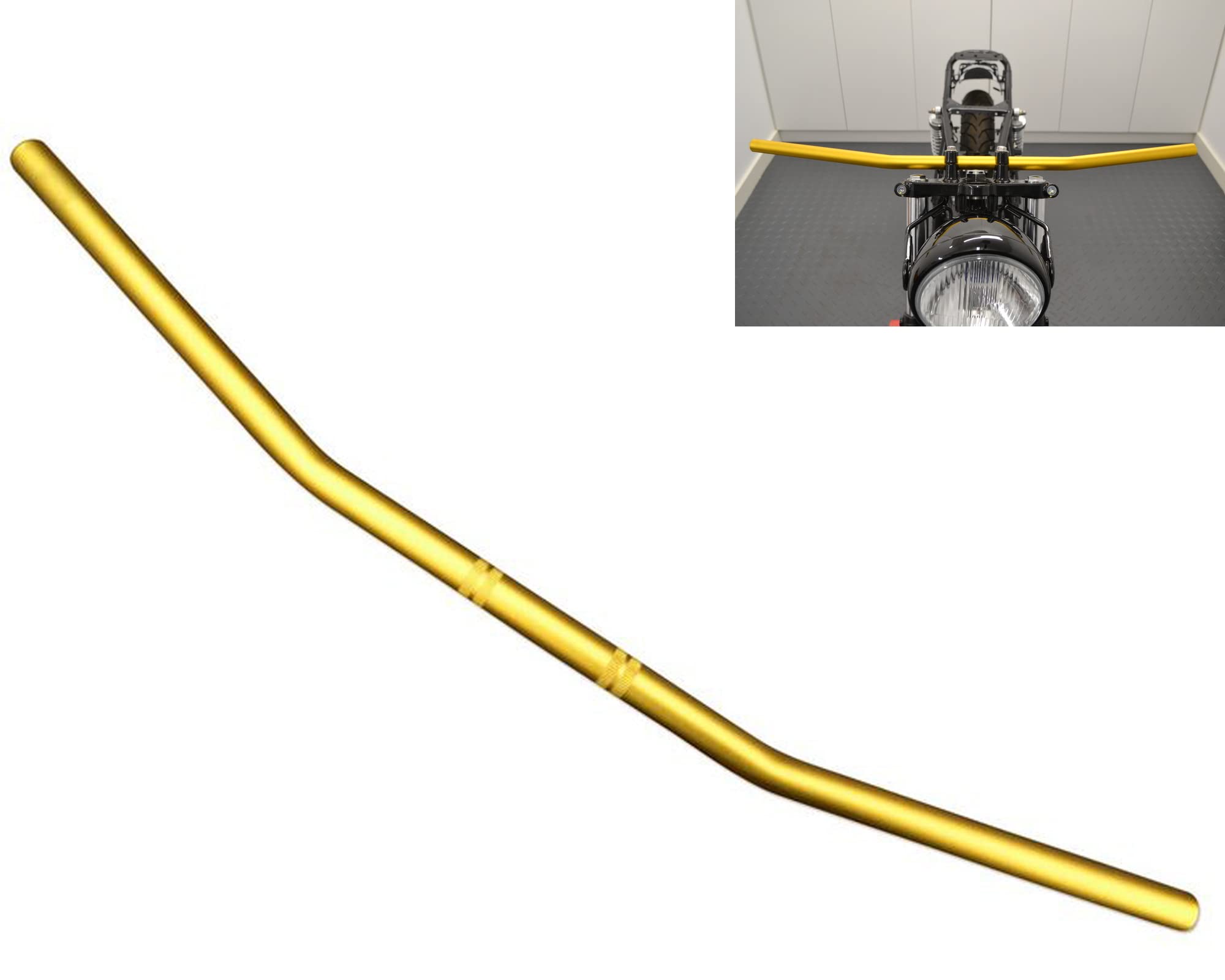 Motorcycle Handlebars Drag Bar 22mm 7/8 inch for Streetfighter Custom Bike Flat Tracker Bobber Chopper (Gold)