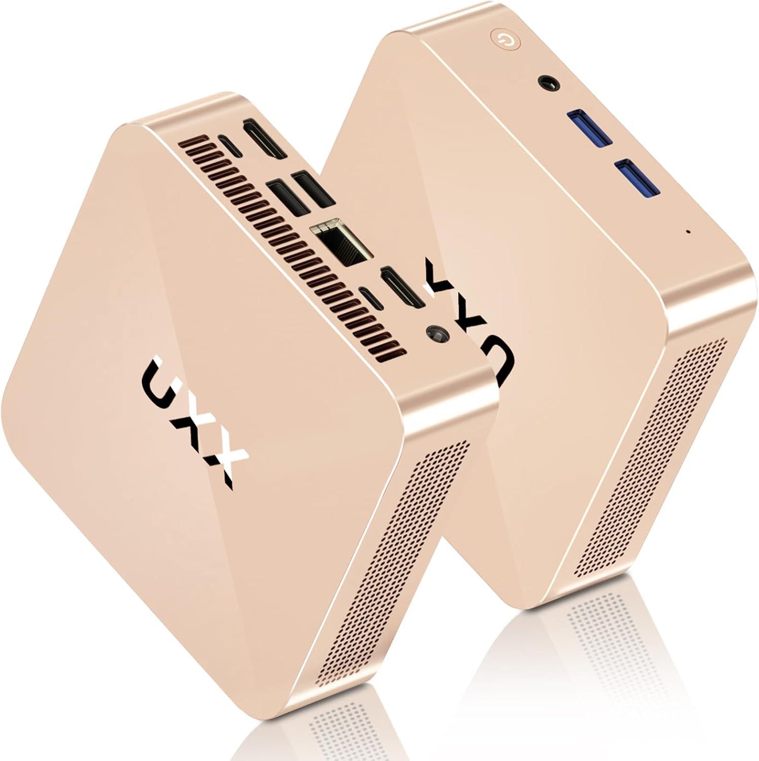 Mini PC, N5095 Desktop Computer, 8GB DDR4X RAM/256GB M.2 2280 SSD+Expandable M.2 2242 SSD+M.2 WiFi, 4K Triple Display with Mouse/USB/BT/LAN/HD/Type-C/Metal Frame, Gold Mini PC, N5095 Desktop Computer, 8GB DDR4X RAM/256GB M.2 2280 SSD+Expandable M.2 2242 SSD+M.2 WiFi, 4K Triple Display with Mouse/USB/BT/LAN/HD/Type-C/Metal Frame, Gold