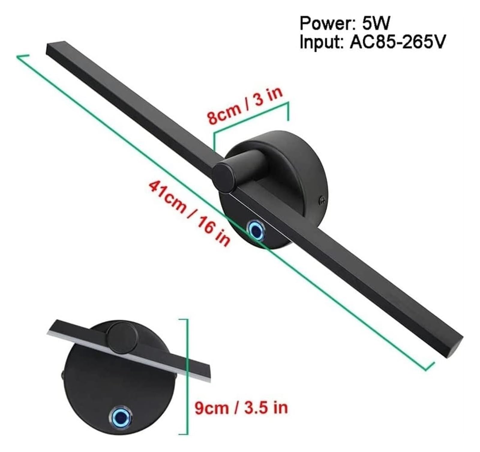 Lampada da parete Lampada da specchio semplice a LED Lampada da bagno lineare regolabile con interruttore Cornice for trucco da 8 W Illuminazione for immagini Rotazione di 300 ° Illuminazione frontale