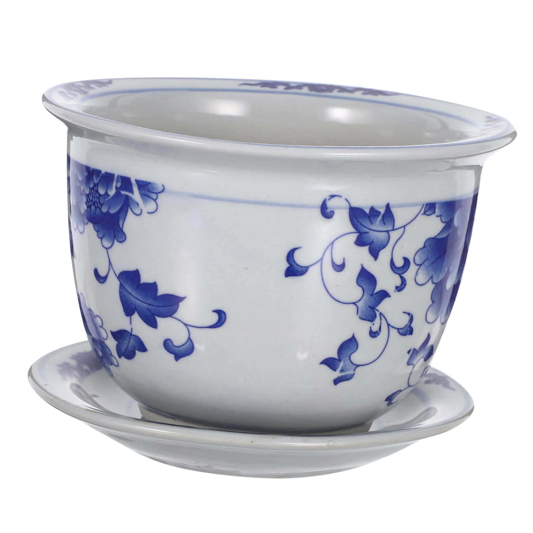 Toyvian Doniczek Ceramicznych z Podstawką Do Roślin Doniczkowych Elegancki Kwietnik Do Sukulentów i Orchidei Ozdobny Ceramiczny Pojemnik Balkonu i Ogrodu z Tradycyjnym Wzorem
