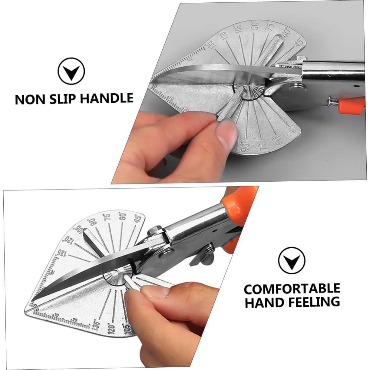 WOONEKY Tijeras Herramienta Manual de Acero y Pvc para Canaletas Multiángulo Ángulo de Corte Ajustable Naranja para Carpintería y Molduras de Madera
