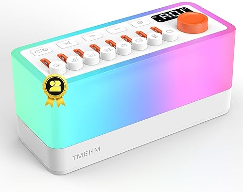 Máquina de sonido para dormir 3 en 1 con 8 sonidos naturales mezclables, altavoz Bluetooth portátil y luz nocturna de 12 colores, ruido blanco