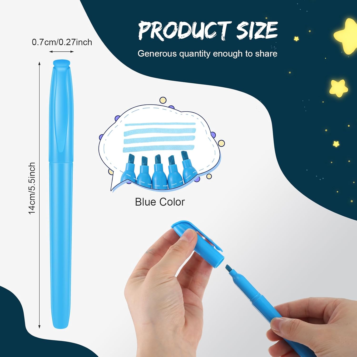Colarr 120 Pcs Highlighter Bulk Bright Colors Highlighter Markers Chisel Tip Quick Drying Neon Fluorescent Highlighters Markers for Office Home School Kids Students Teachers Writing Supplies (Blue)