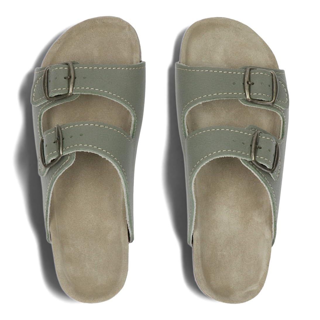 BeComfy Klapki skórzane unisex z profilowaną wkładką korkową – wygodne sandały damskie i męskie z regulacją, 36–46 EU
