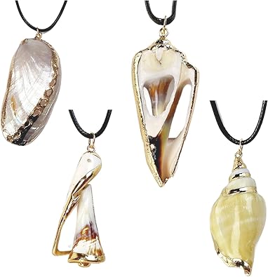 4-Style Sets of Adjustable Seashell Necklaces Natural, Versatile & Durable Conch Necklace