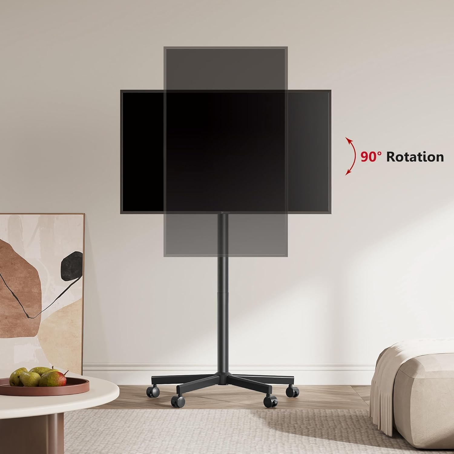 AOKCOS Supporto per TV con rotelle, per TV da 19 a 42 pollici, altezza regolabile, girevole, fino a 15 kg, max. VESA 200 x 200 mm