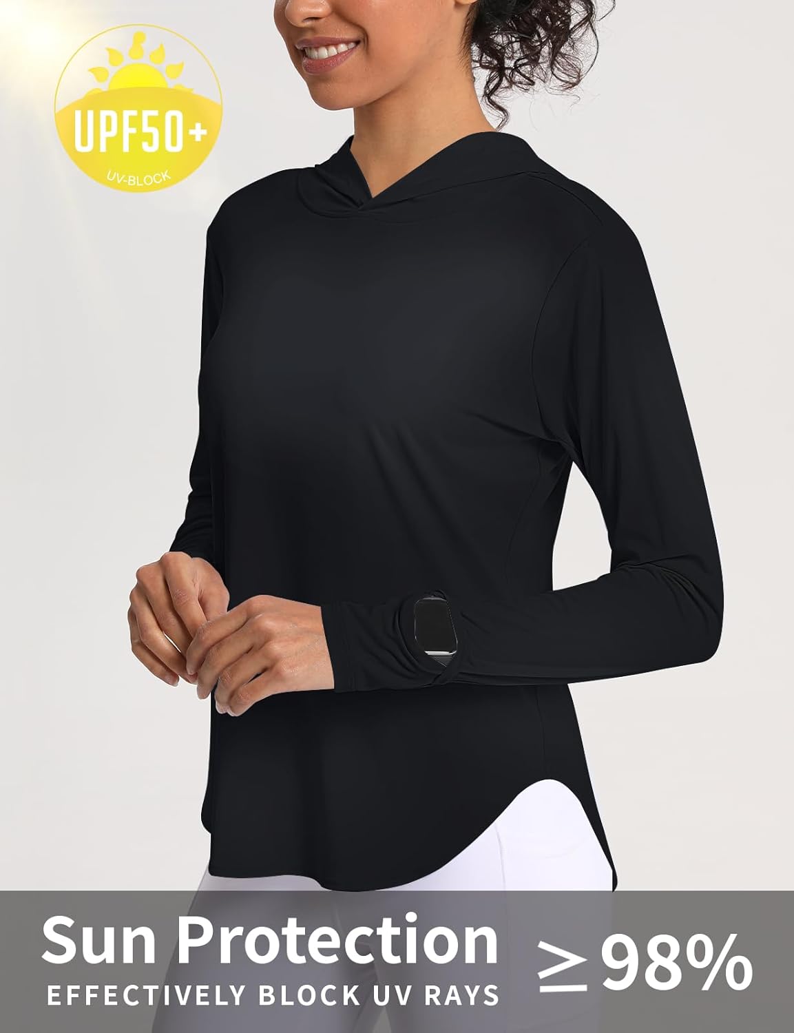 Women's Sun Shirt Hoodie Rash Guard Long Sleeve SPF UV Protection T-Shirts UPF 50+ Hiking Quick Dry Lightweight - Image 3