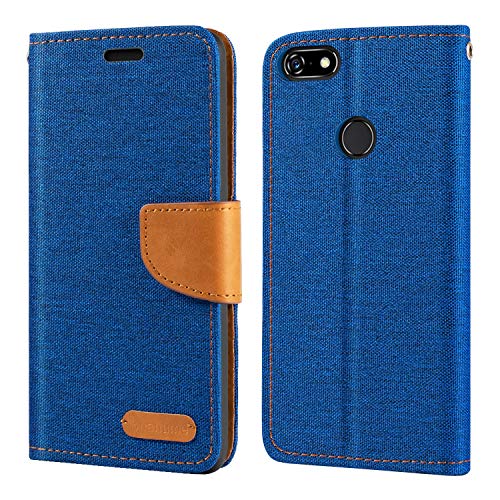 Shantime Funda Tipo Cartera Tela Oxford Compatible con Lenovo A5, Cubierta Protectora Magnética con Ranuras y Soporte(Azul)