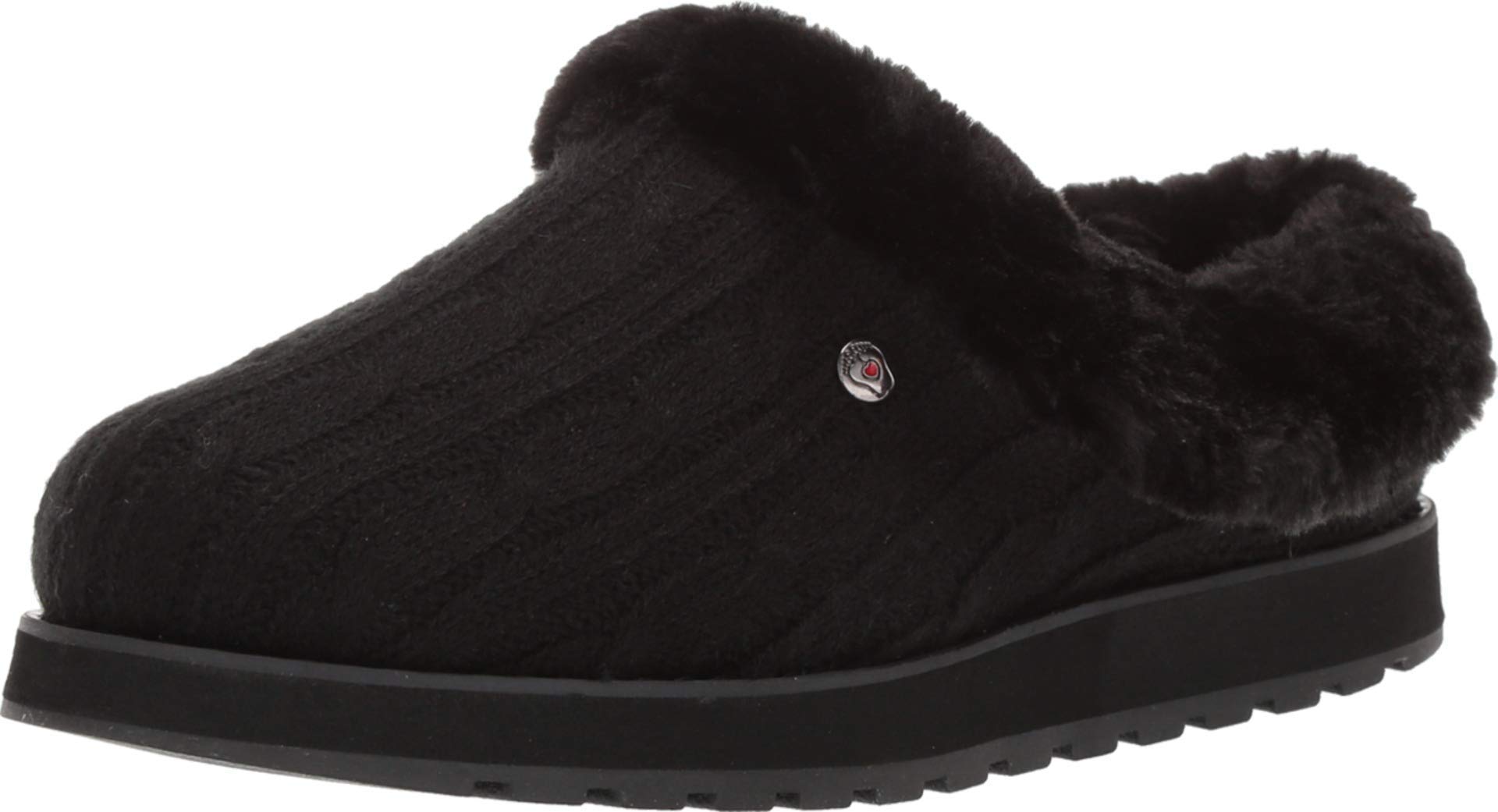 Women's Keepsakes-Ice Angel. Sweater Slipper with Plush Foam, Black/Black, 5 UK