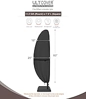 Vista 3 de ULTCOVER - Funda para sombrilla de patio Desplazamiento negro