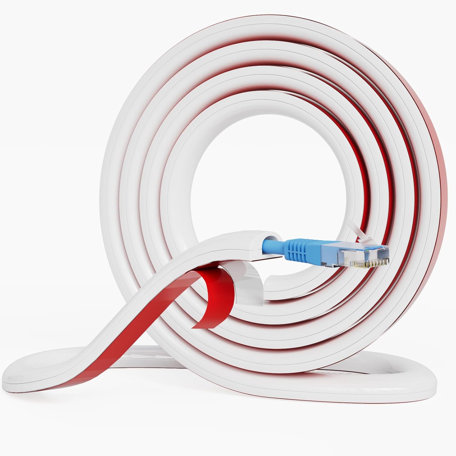 Cord Hider Raceway Kit, 118 inch Wall Cable Hider for 1 Cable, Silicone Material Hiding Wall Mount TV Powers Cords in Home Office, W0.59 H0.39in White