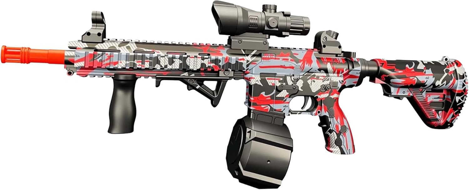 38-Inch Water Bead Blaster Toy for Ages 15+, Dual Play Modes, 7.4V Rechargeable Battery, Large-Capacity Hopper, Accessories Kit for Outdoor Group Play