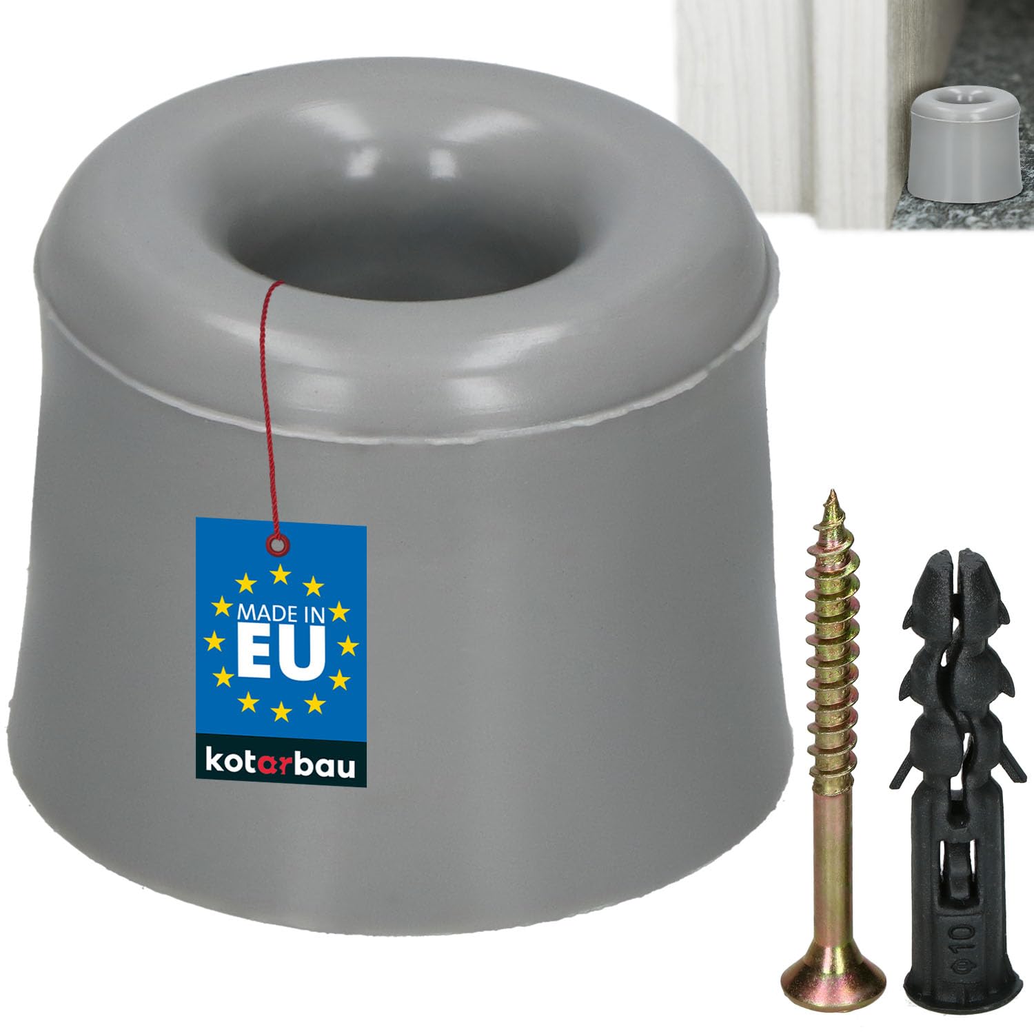 KOTARBAU Door Stop Floor for Screwing - Grey - 27 mm - Floor Door Stopper - Floor Mounted - Door Stopper - Rubber