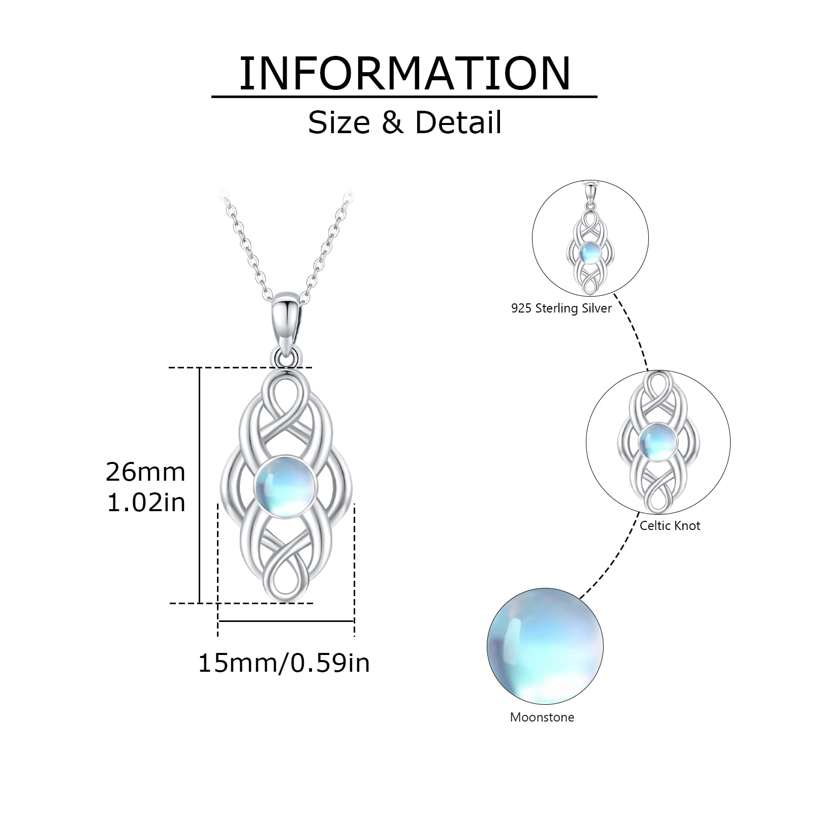 Mondstein Halskette 925 Sterling Silber Mondstein Anhänger Kette Regenbogen MondsteinSchmuck Geschenk für Damen