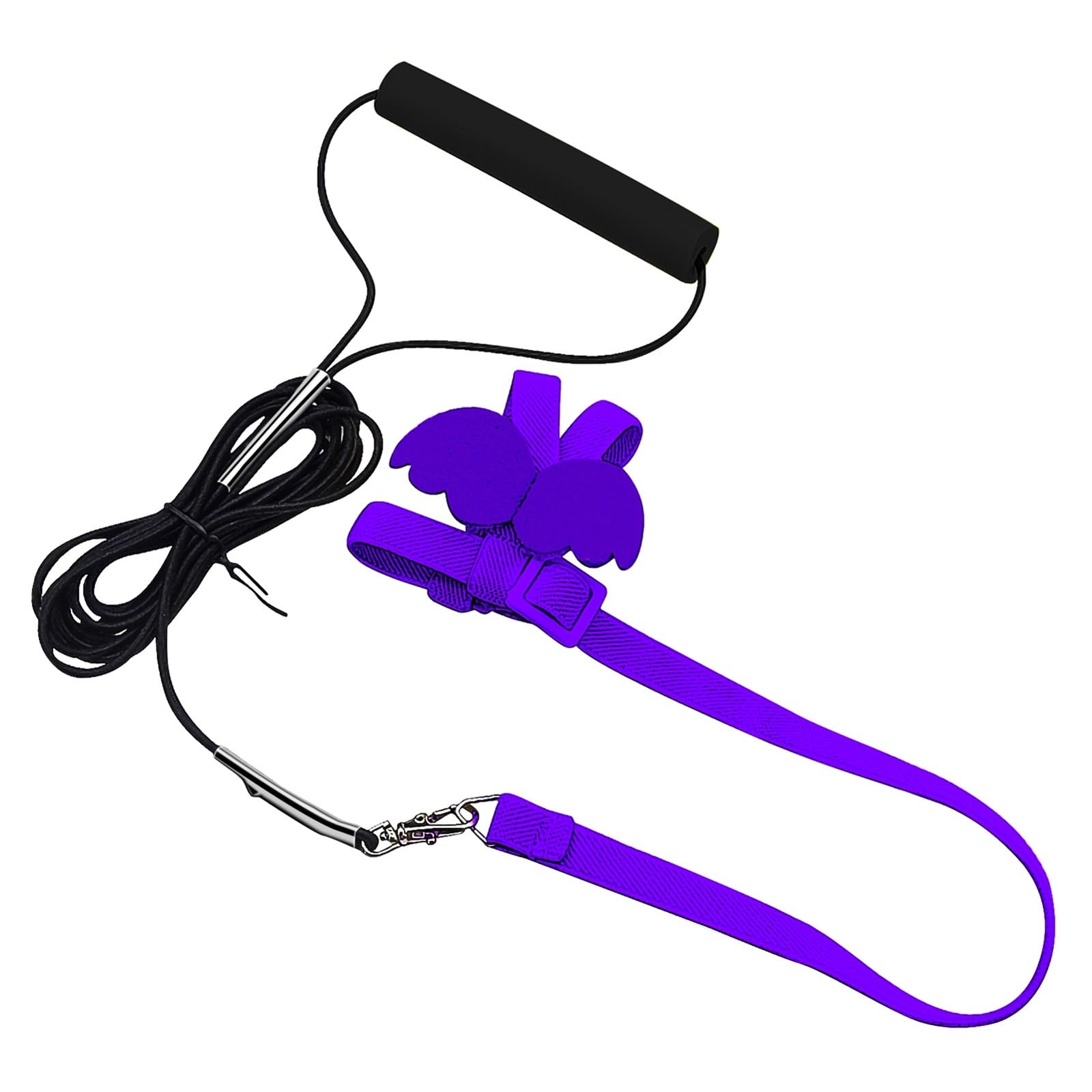 Jemey Bird Traction Rope, Adjustable Pet Parrot Flying Harness with Cute Wing, Pet Bird Outdoor Training Toy for Pigeons, Finches, Parakeets, Cockatiels, Conures, Macaws, Budgie, Lovebird (Purple)