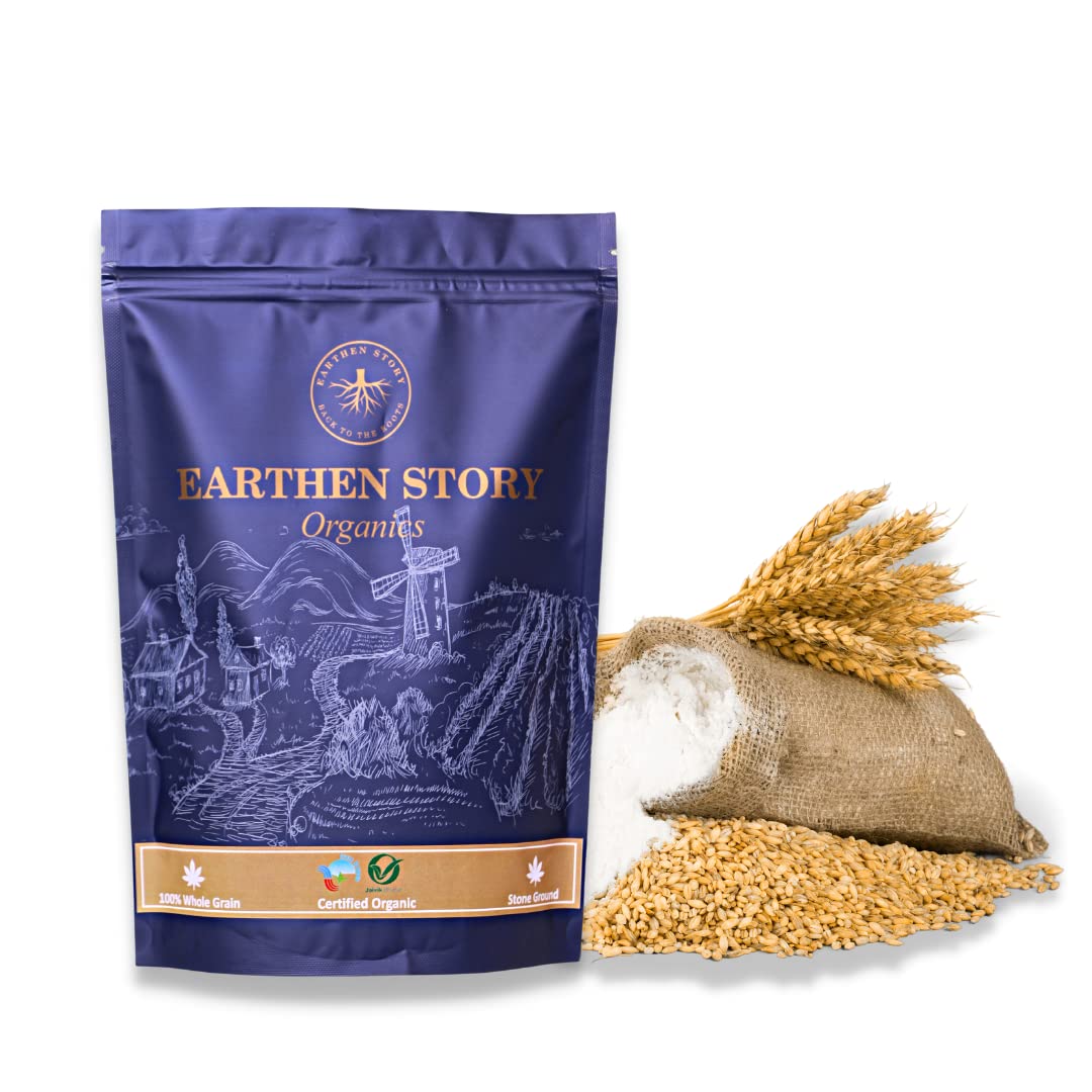 Earthen Story Certified Organic Khapli Wheat Flour, 1.8kg (900 * 2) | Emmer wheat flour or Khapli Atta, Rich in fibre for easy digestion, 100% Whole Grain with bran, good sugar management (B09NT1V4YJ) Amazon Price History, Amazon Price Tracker