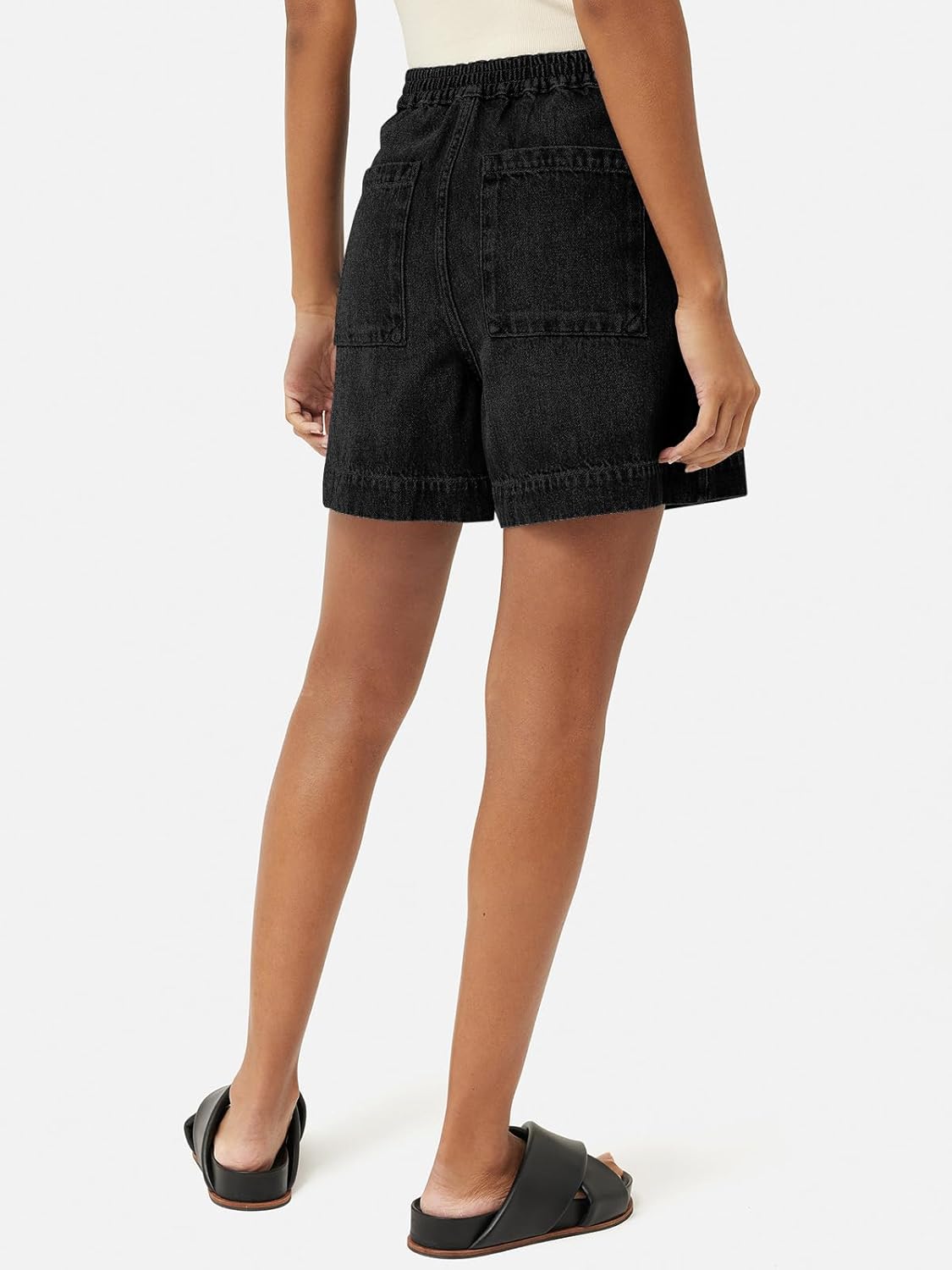 PLNOTME Womens Casual High Waisted Denim Shorts Wide Leg Summer Jean Shorts with Pockets - Image 4